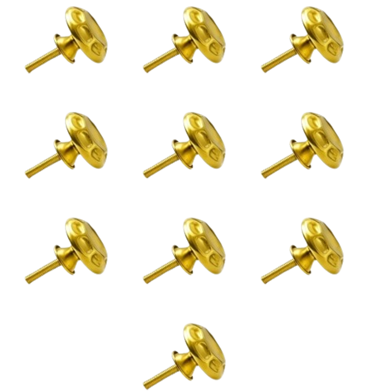 Mix & Match Crown 40mm Brass Golden Round Handmade Cabinet Knob for Wardrobe, Drawer & Cupboard (Pack of 10)