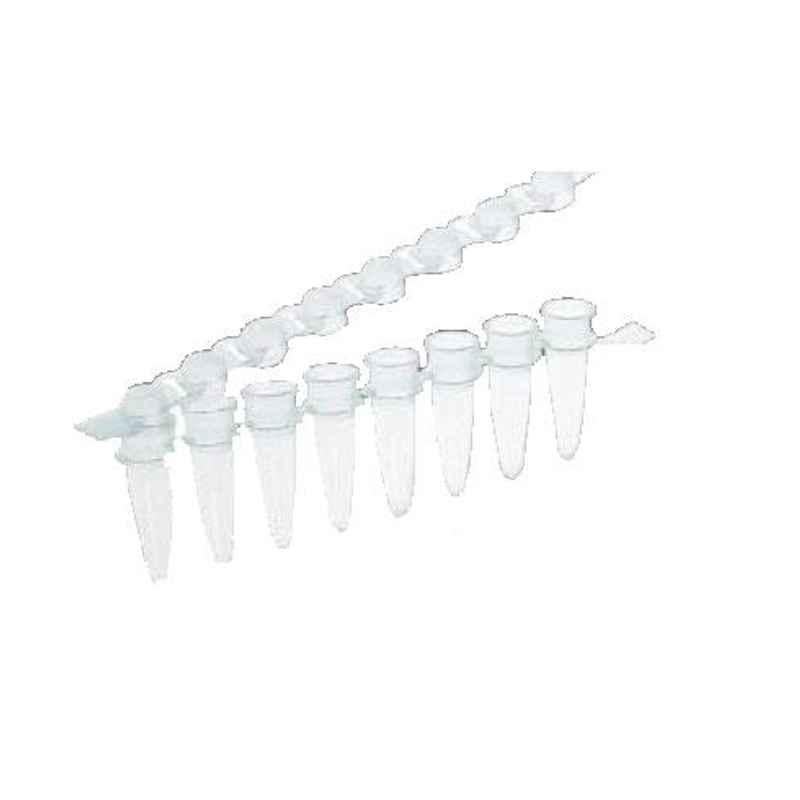 Axiva 0.2ml Thin Walled PCR Reaction 8 Strips with Attached Cap Strip, T322-1 N (Pack of 125)