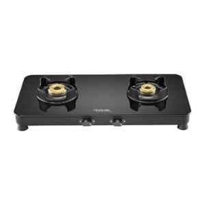 Hindware Alverio 2B Glass Top Cooktop with 2 Brass Burner & Manual Ignition, CT 100181