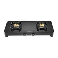 Hindware Alverio 2B Glass Top Cooktop with 2 Brass Burner & Manual Ignition, CT 100181