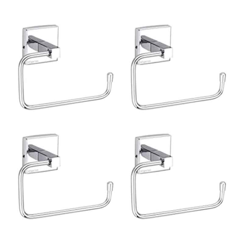Aligarian Stainless Steel Chrome Finish Wall Mounted L Shaped Open Towel Ring (Pack of 4)