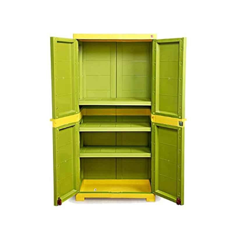 Cello Novelty 14.6x23.4x48.2cm Plastic Green & Yellow 2 Doors Cupboard with 3 Shelves