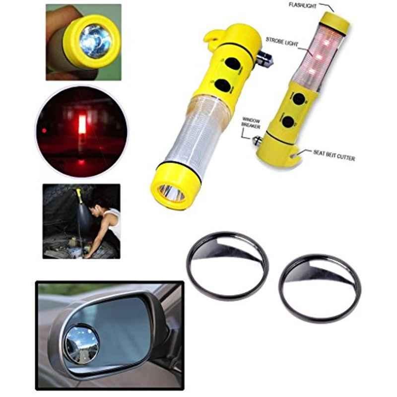 Kozdiko 5 in 1 Window Glass Breaker, Emergency, Hammer & Rear Side View Blind Spot Mirror Combo
