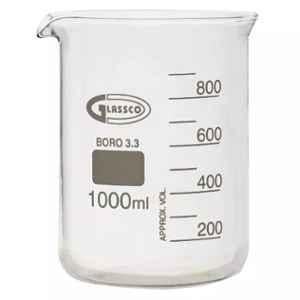 Glassco 1000ml Scientific Low Form Glass Beaker with Pouring Spout, 229.202.10 (Pack of 3)