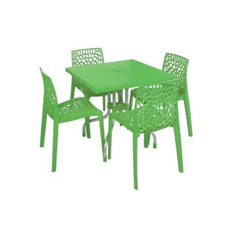 Supreme Olive Plastic Green Dining Table with 4 Pcs Chair Set, SUPOLIVWEBGRN28