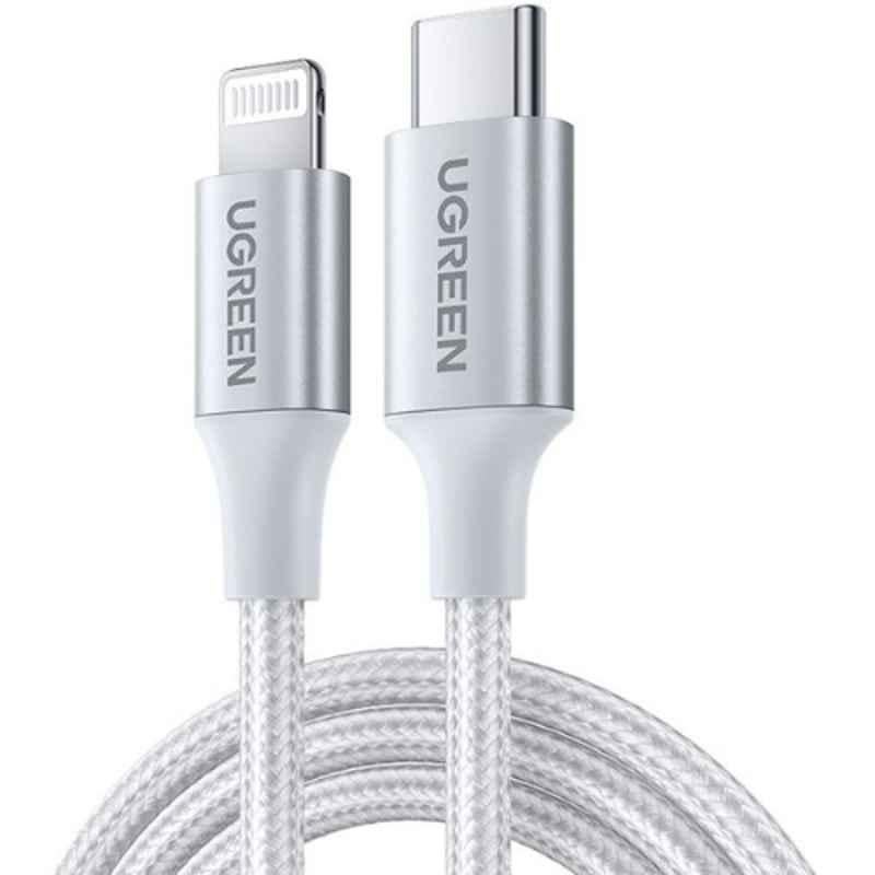UGREEN 2m Nylon Braided Silver USB-C to Lightning Fast Charging Cable, US304-70525