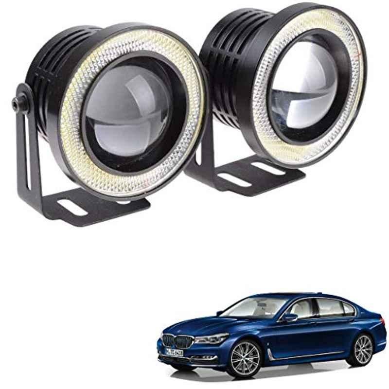 Kozdiko 2 Pcs 15W 3.5 inch High Power White LED Projector COB Fog Light Set with White Angel Eye Ring for BMW 7 Series, koz_72472