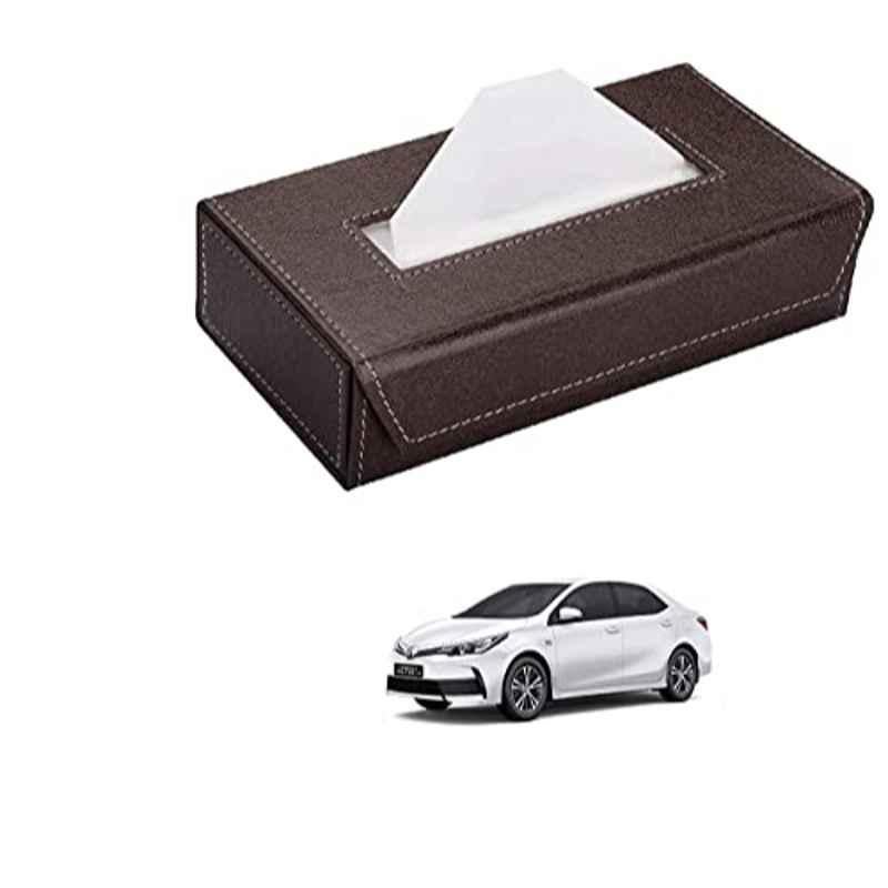 Kozdiko 100 Pulls PU Leather Brown Car Tissue Paper Box with 200 Sheets for Toyota Corolla New Altis