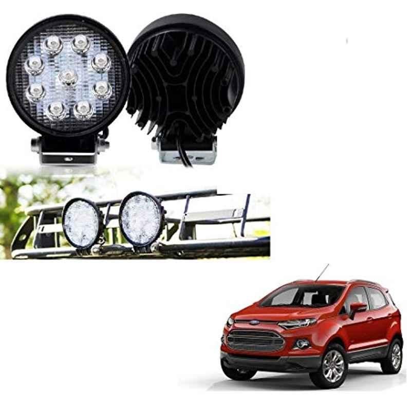 Kozdiko 2 Pcs 27W 4 inch 9 LED Waterproof Round White Fog Light Set with Mounting Brackets for Ford Ecosport, kozd_19992