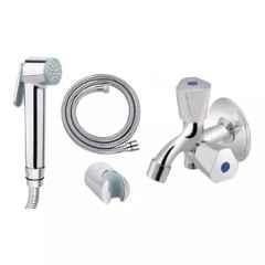 Fastgear Triangle ABS Silver Chrome Finish Health Faucet Set, FG983