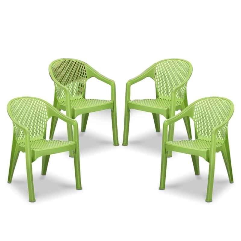 Maharaja Galaxy 570x580x800mm Plastic Green Plastic Armrest Chair (Pack of 4)