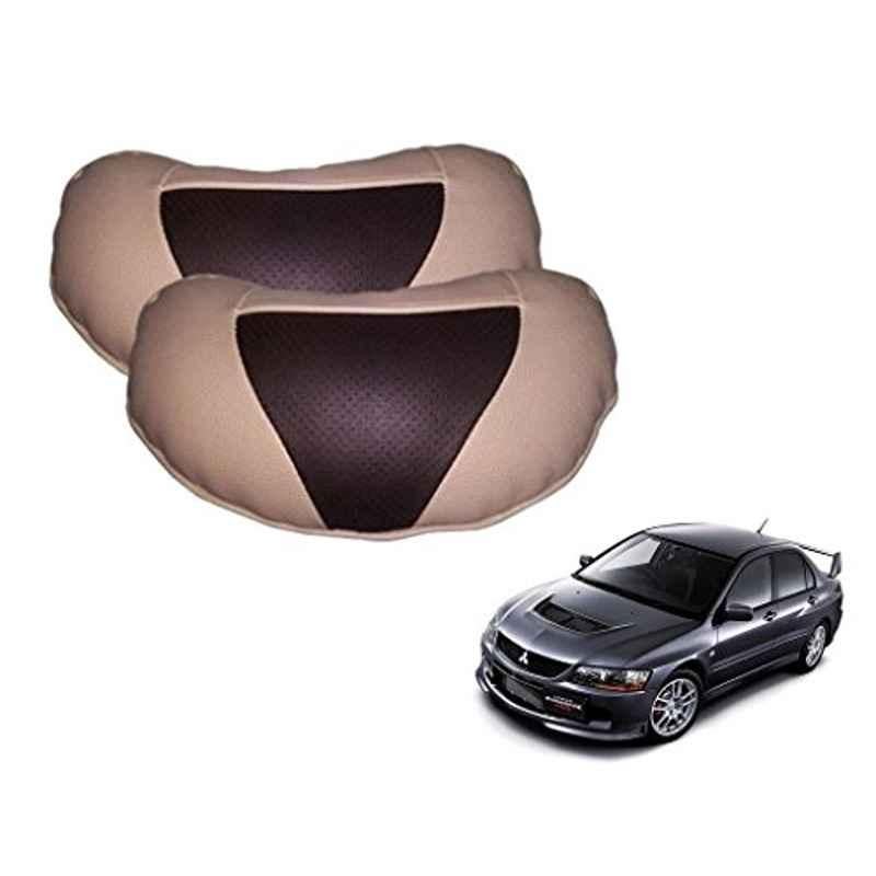 Kozdiko 2 Pcs Brown & Beige Neck Rest Set for Mitsubishi Lancer, koz_38852