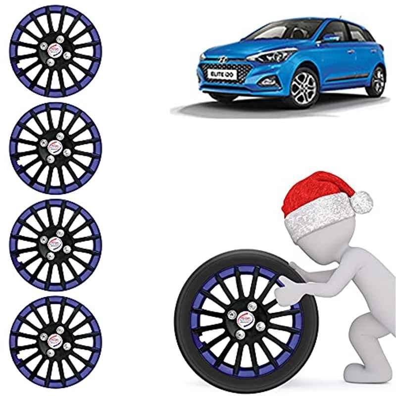 Auto Pearl 4 Pcs 14 inch ABS Black & Blue Car Wheel Cover Set for Hyundai i20 Elite 2018