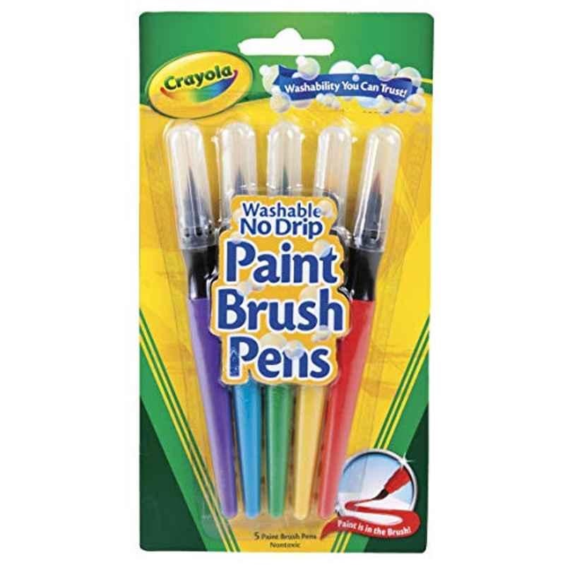Crayola 5 Pcs Plastic Paint Brush Pen, 54-6201