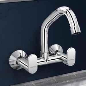 Plantex Pure Brass Kitchen Sink Tap/Sink Mixer Tap Hot & Cold/Kitchen Taps for Home Sink with Brass Wall Flange & Teflon Tape-7 Year Warranty Plantex (ORN-215-Chrome)