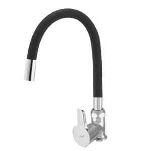 ZAP Brezza Brass Single Lever Kitchen Swan Neck with 360 Swivel & Flexible Silicone Spout