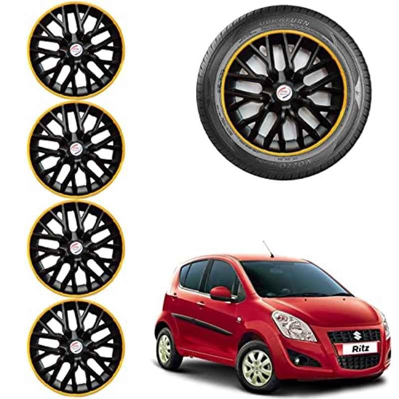 Auto Pearl 4 Pcs 14 inch ABS Black & Yellow Car Wheel Cover Set for Maruti Suzuki Ritz Type 2