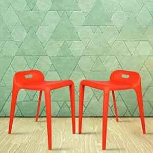 Rose Mars 2 Pcs Plastic Red Chair Set without Arm for Cafe, Dining, Restaurant & Banquet