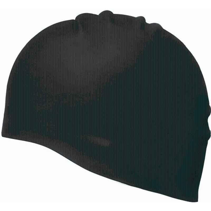 Matrica Silicone Black Wrinkle Free Swimming Cap, Size: Free