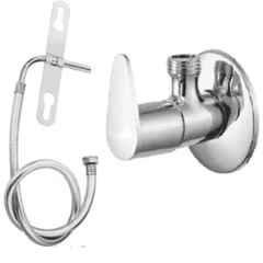 Senkiddpro Fusion Stainless Steel Chrome Finish Wall Mounted Angle Cock with Jet Spray Set
