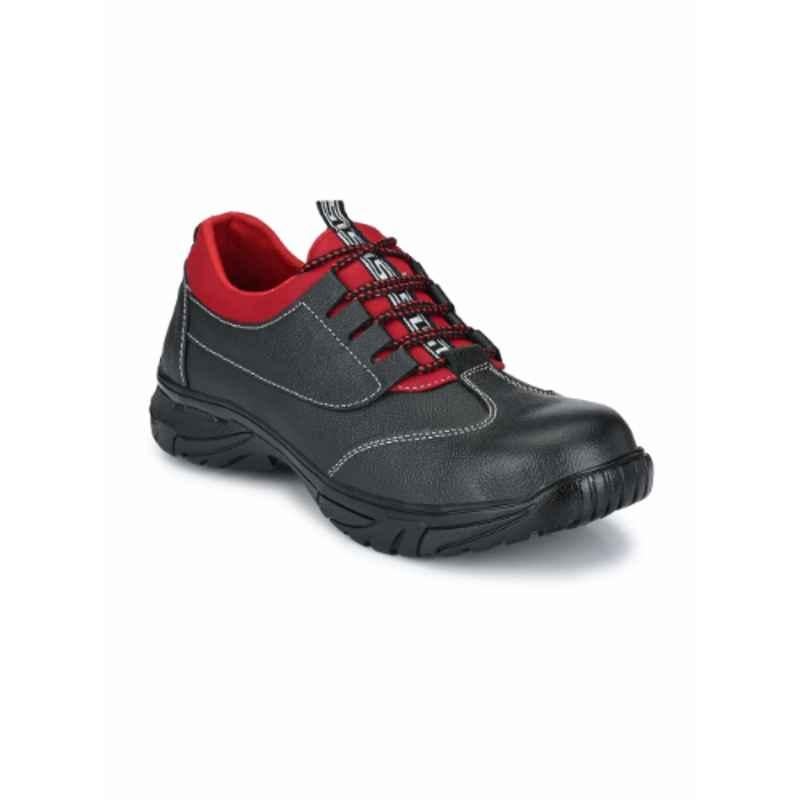 Eego Italy Leather Steel Toe Black Work Safety Shoes, Size: 7, WW-82