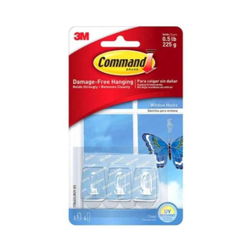 Command 3 Pcs Clear Window Hook with 4 Pcs Strips, 17066CLRUV