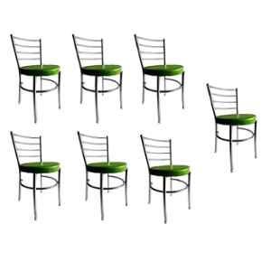 P P Chair Stainless Steel Chrome Finish Green Multipurpose Dining Chair (Pack of 7)