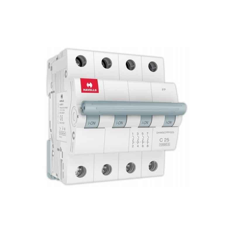 Havells Euro-II 25A Four Pole C Curve MCB, DHMGCFPF025