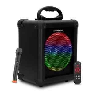 Krison Qube 80W Black Portable Bluetooth Party Speaker with Karaoke Wireless Mic & Inbuilt Battery Upto 6 Hours Playtime