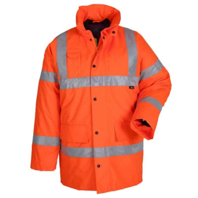 Vizwell Polyester Flor Orange Parka Jacket, VW JK01, Size: M