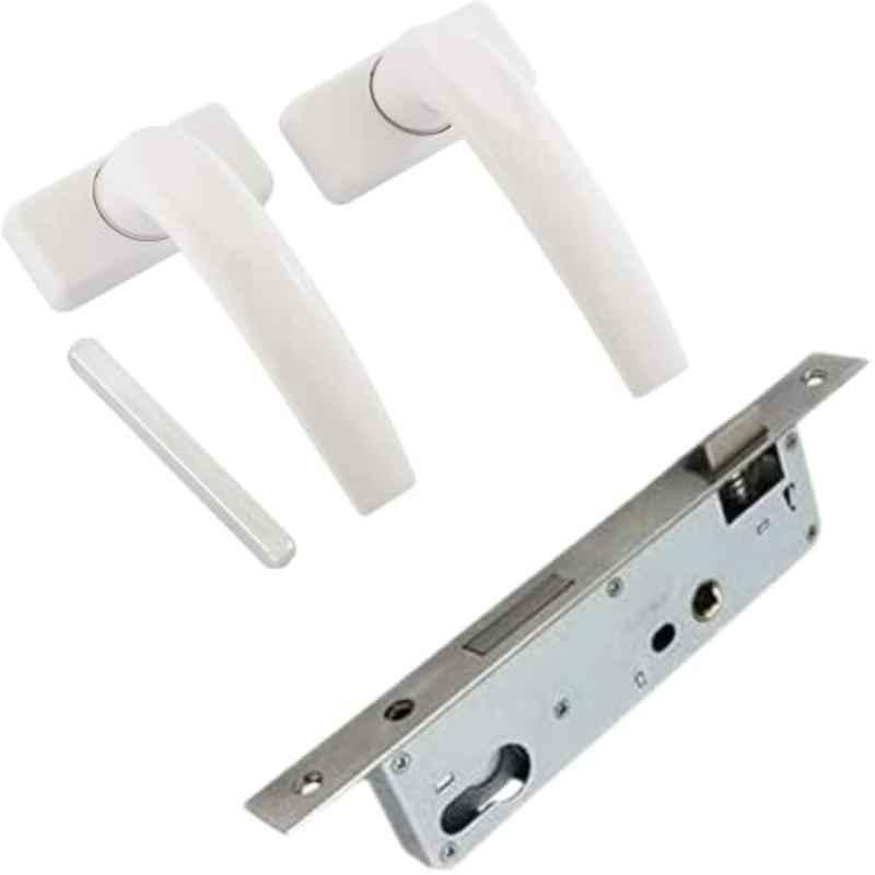 Robustline Aluminium Door Handle White With 20mm Lockbody, Heavy Duty Door Handle Set. (White)