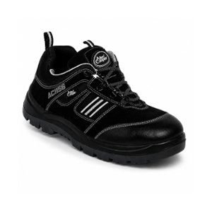 Allen Cooper AC1156 Suede Leather Steel Toe Black Work Safety Shoes, Size: 8