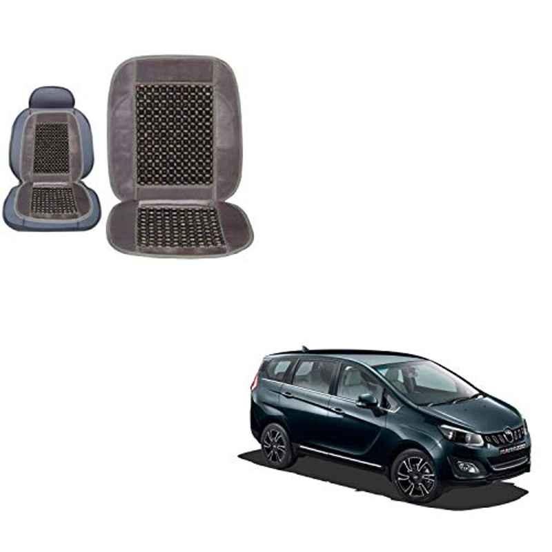 Kozdiko Wooden Bead Seat with Grey Velvet Border for Mahindra Marazzo