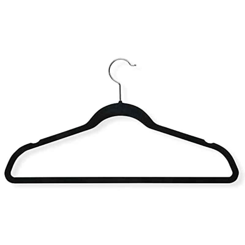 Honey-Can-Do Metal Black Velvet Touch Suit Hanger, HNG-01338 (Pack of 3)