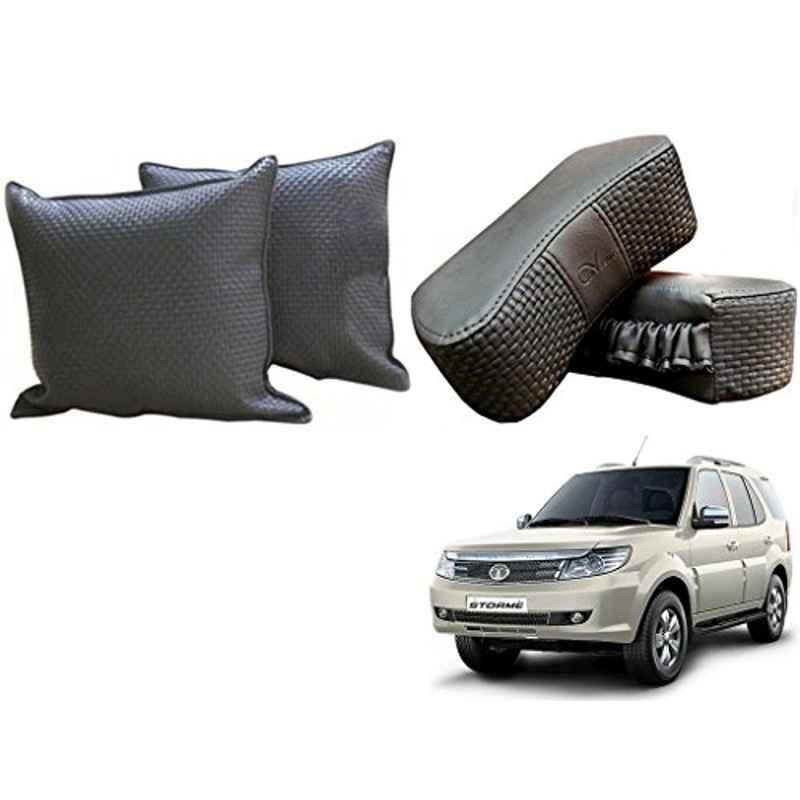 Kozdiko One Pair Grey Neck Rest & One Pair Cushion Combo for Tata Safari strome
