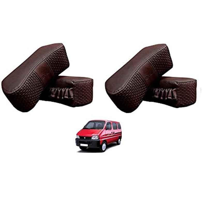 Kozdiko 4 Pcs CV Designer Cola Leatherite Neck Rest Car Cushion Pillow Set for Maruti Suzuki Eeco
