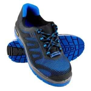 Mallcom Freddie G22 Knitted Upper Direct Injected Double Density PU Sole Composite Toe Cap Black & Navy Blue Safety Shoes, Size: 6