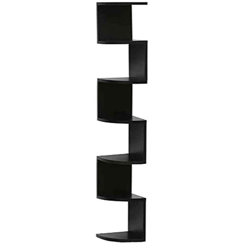 Rubik Wood Black 7 Tier Floating Corner Shelf
