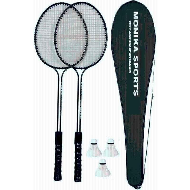 STYRKR 2 Pcs Alloy Steel Black Double Shaft Racket + 3 Feather shuttle + Badminton cover Badminton Kit