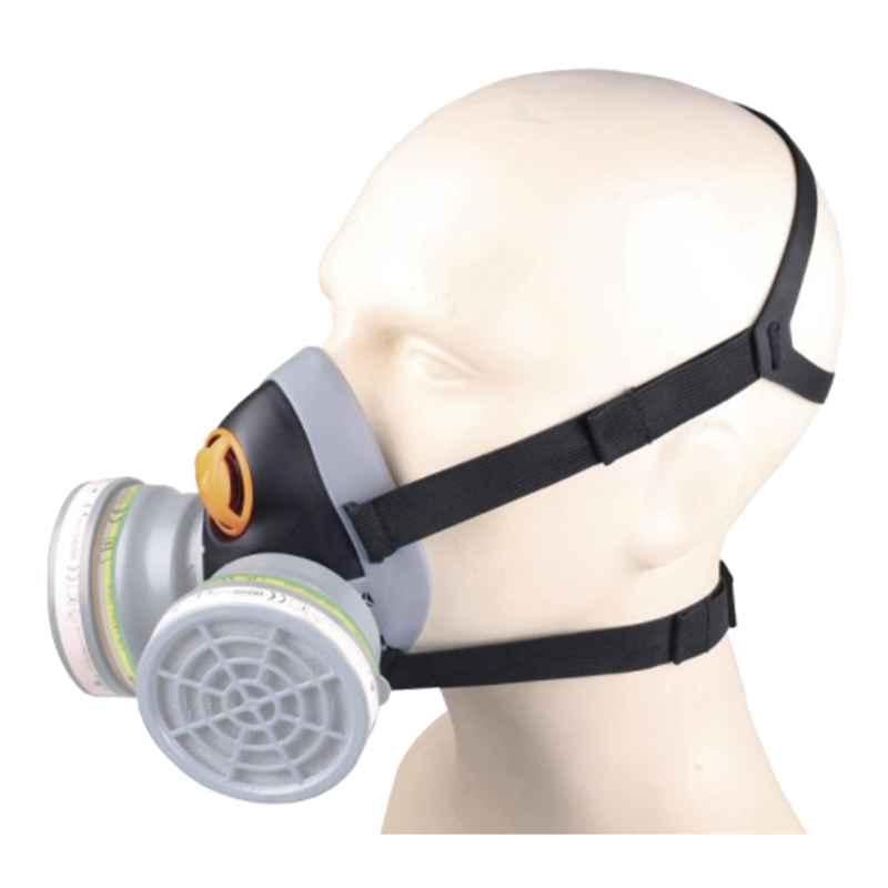 Deltaplus M6400 Jupiter TPE & PP Black & Grey Respirator Mask, Size: Small