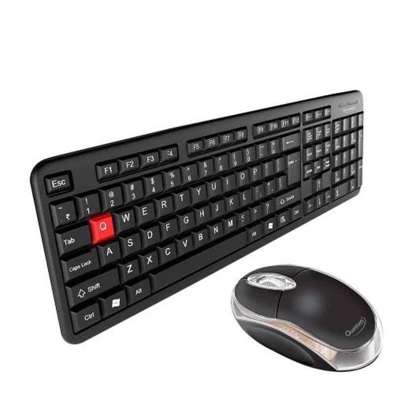 Quantum Black Wired Keyboard & Optical Mouse Combo, QHM7403 & QHM222