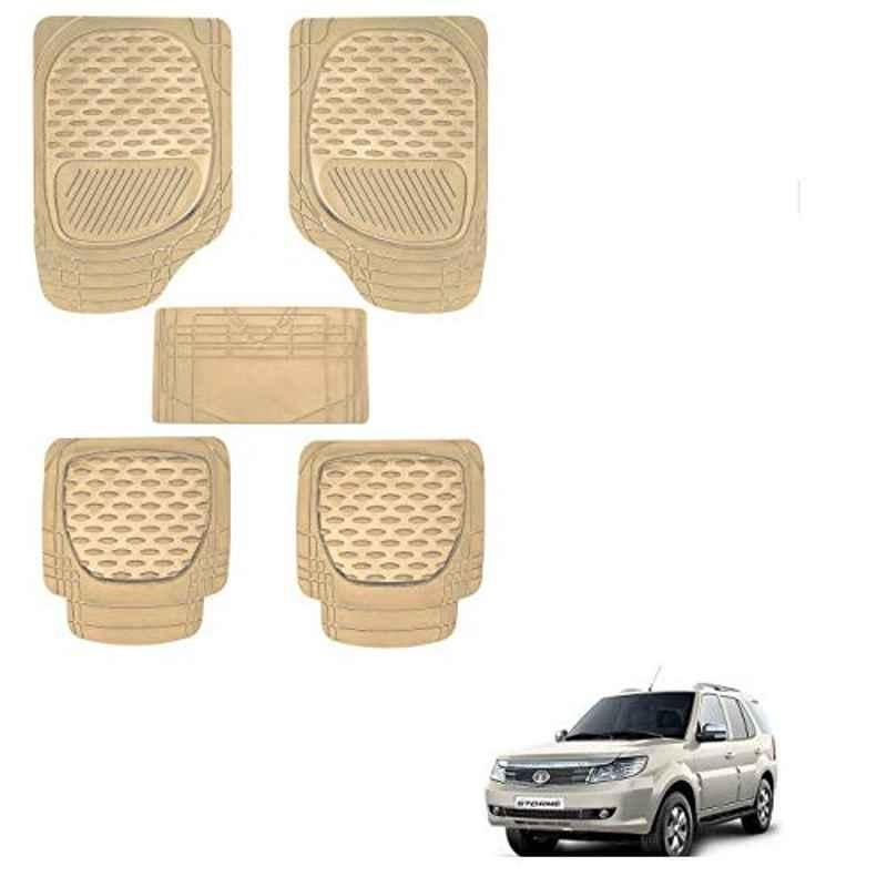 Kozdiko 6255 5 Pcs Rubber & PVC Beige Car Foot Mat Set for Tata Sumo Grand