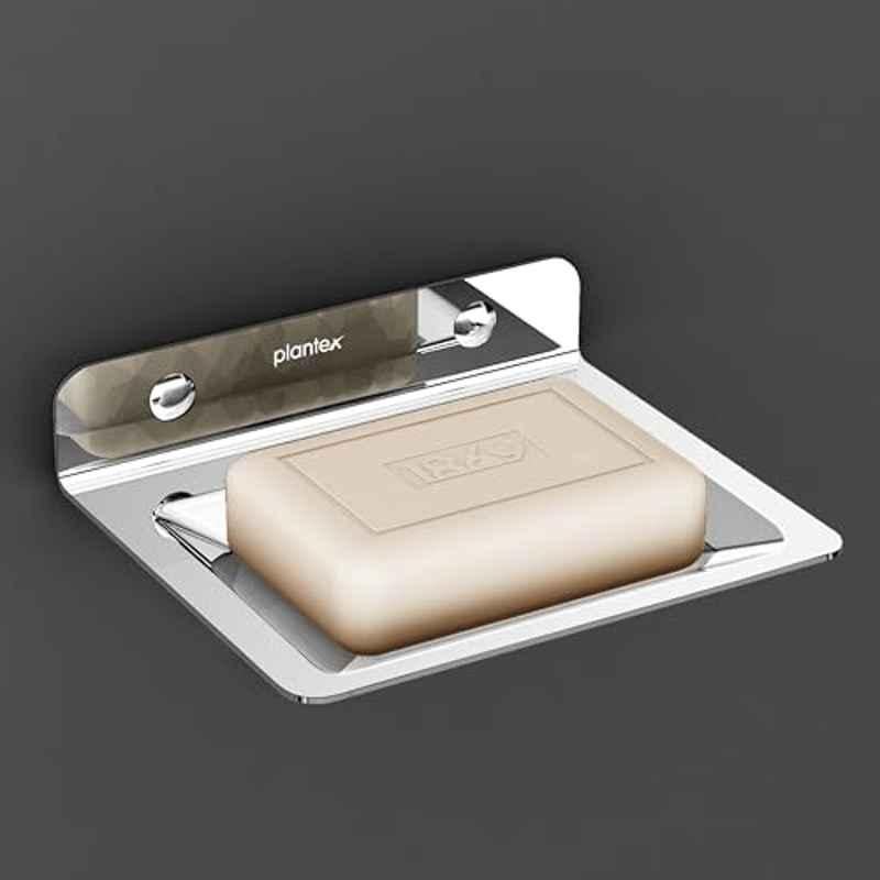 Plantex Soap Dish for Bathroom/Stainless Steel Wall Mounted Soap Holder/Case/Bathroom Accessories Chrome