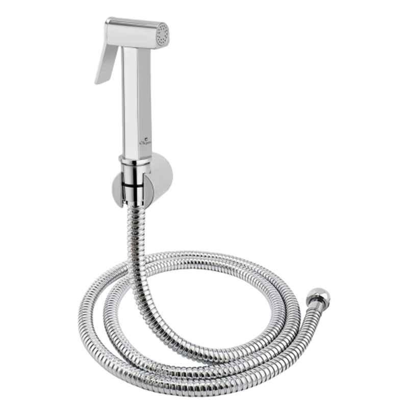 Cliquin Square ABS Chrome Wall Mounted Health Faucet with SS-304 1.5m Flexible Shower Tube, KSHF2251