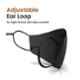 Arcatron 2 Pcs 2 Layer Polyester Blend Black Reusable Face Mask Set with Adjustable Ear Loop for Children, MK-ULT-SK-B2, Size: Small