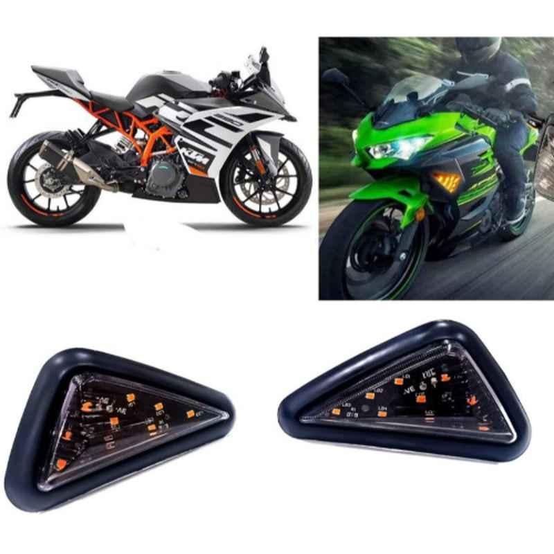 Auto Pearl 2 Pcs 12V Black Bike Side LED Indicator Light Set for KTM RC 390, A45