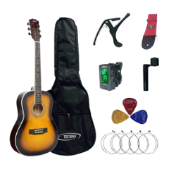 Techno 36 inch Linden Wood Vintage Sunburst Right Hand Orientation Semi-Acoustic Guitar, RJ-036IN-SB