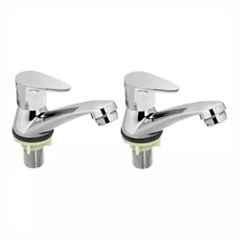 Fastgear Stainless Steel Silver Chrome Finish Pillar Tap, FG1391 (Pack of 2)