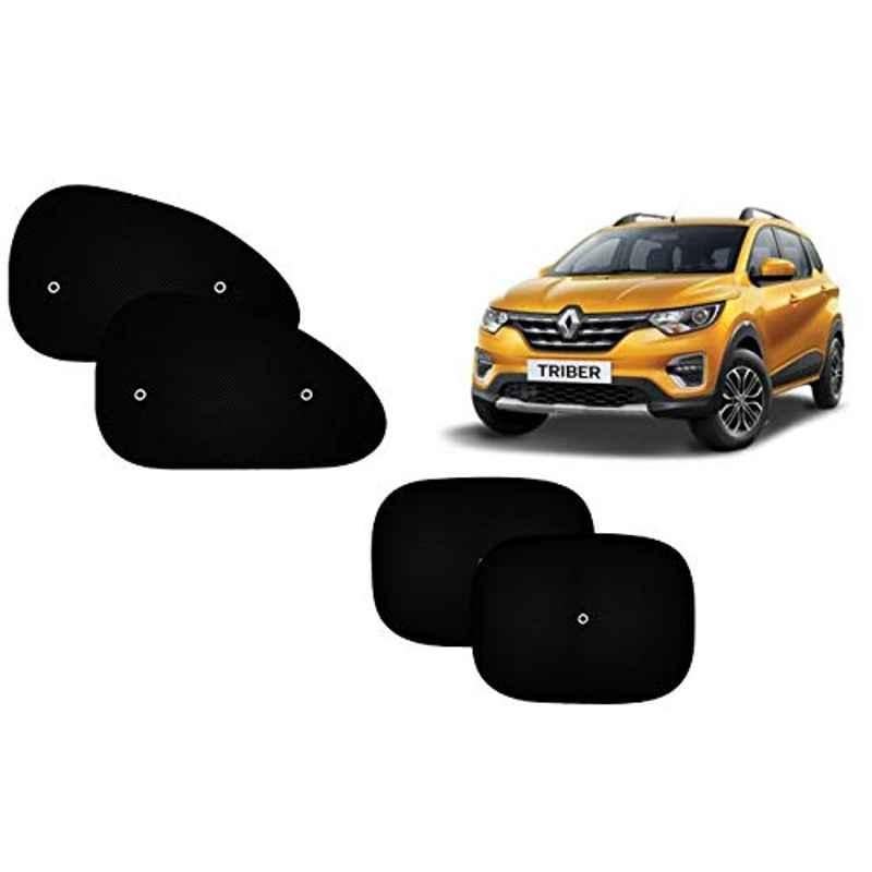 Auto Pearl 4 Pcs PVC & Mesh Black Window Side Sun Shade Set for Renault Triber