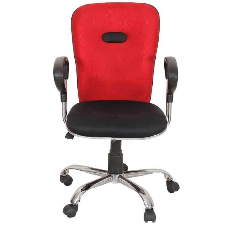 Caddy PU Leatherette Black & Red Adjustable Office Chair with Back Support, DM 36 (Pack of 2)